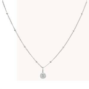 NEW STIA women's love letters mini disk letter necklace - y in silver